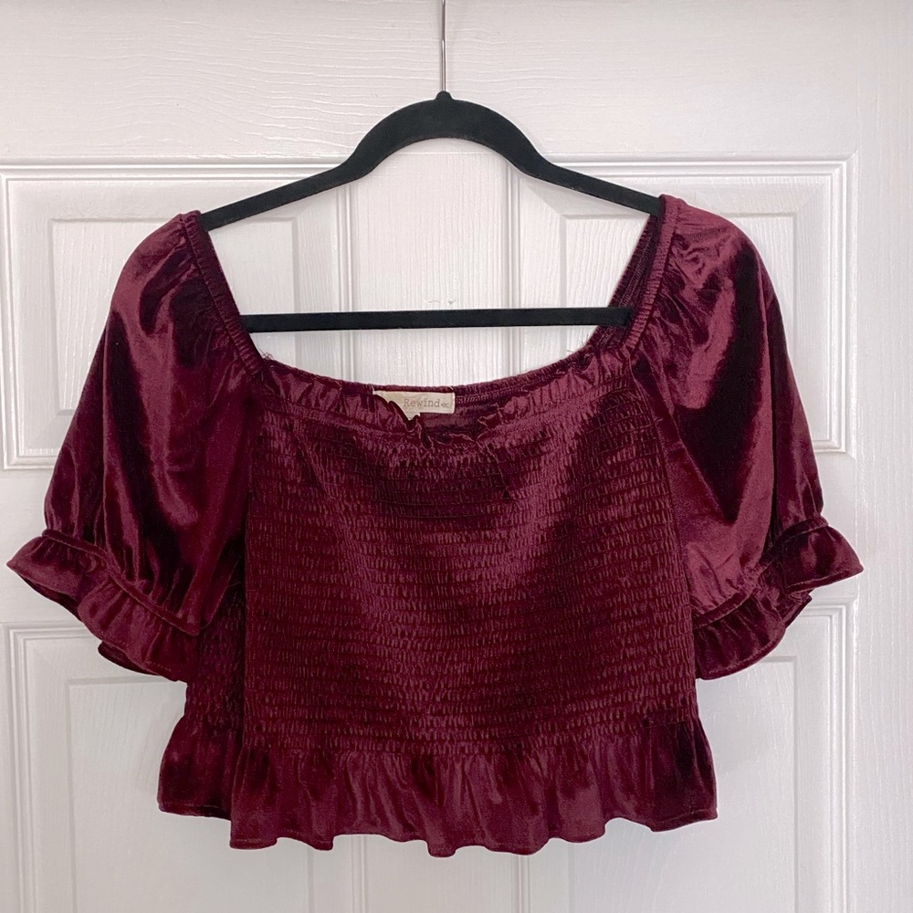 Stretch velvet crop top